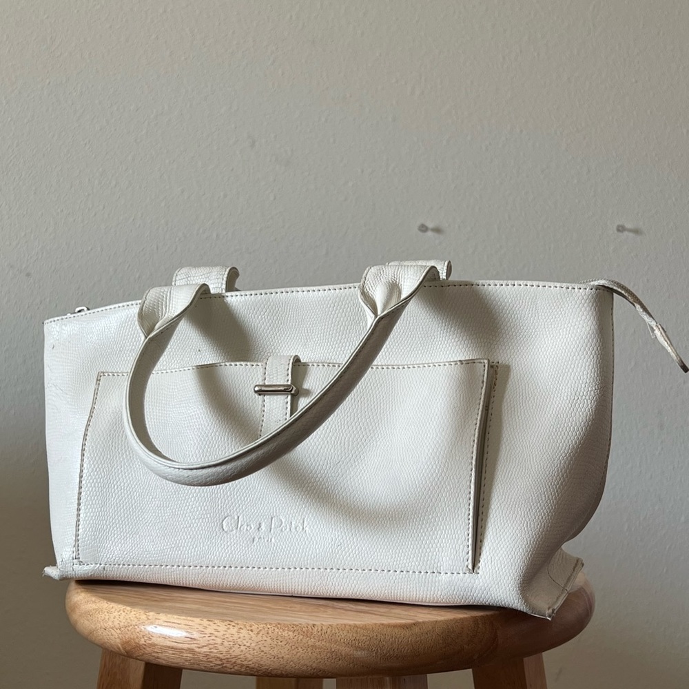 White Leather Cleo and Patel Purse